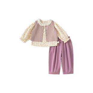 女童春装2026新款套装女宝宝早春穿搭儿童碎花套装春季洋气时尚潮