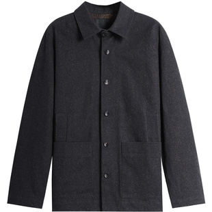 EHE男装 秋季新款进口牛角扣佩斯利纹提花里布休闲翻领夹克男