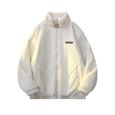 刺绣毛绒立领棉衣棉服袄男加肥加大码潮流胖子宽松情侣冬天装时尚