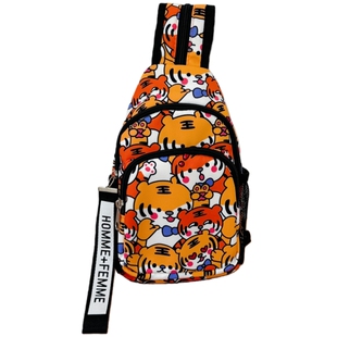 可爱卡通老虎儿童胸包男童背包女童幼儿园外出旅游包包男孩斜挎包