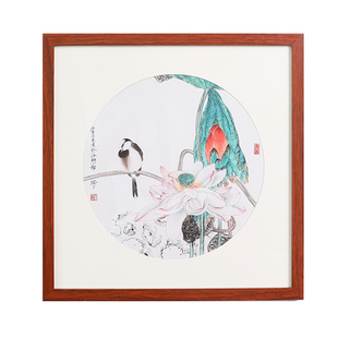 实木正方形画框国画字画十字绣装裱相框书画裱框挂墙框架外框定制