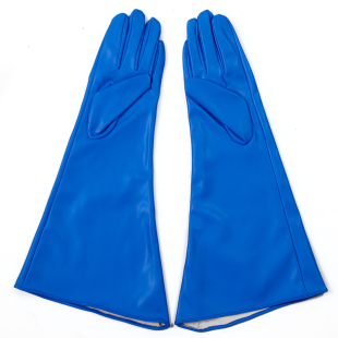 触屏皮手套长款大袖子38cm宽松蓬蓬袖灯笼袖仿皮黑色性感亮皮男女