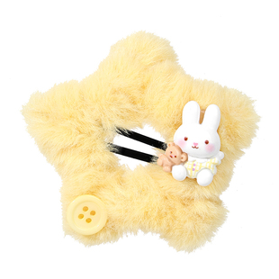 可爱毛绒星星发夹女秋冬侧边刘海夹子头饰儿童五角星碎发bb夹发卡