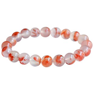 正品凉山南红玛瑙荔枝冻手串女款白冰飘红草花柿子红招桃花手链