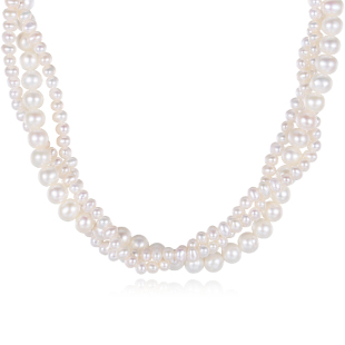 多层麻花珍珠项链年轻款女小众天然淡水法式复古轻奢短款毛衣链