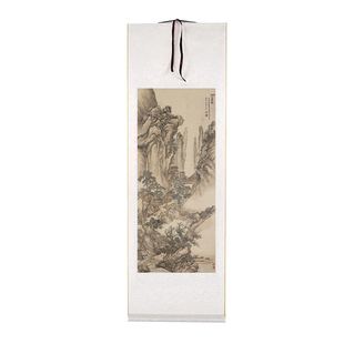 王翚山水画仙山楼阁图立轴挂画客厅装饰画书房茶室背景墙复古字画