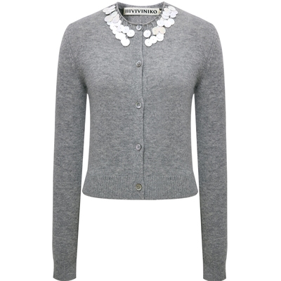IIIVIVINIKO2025春新款流苏亮片Knit羊毛开衫女M510231636A