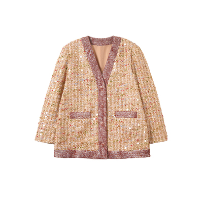 重工亮片粗花呢小香风外套女春