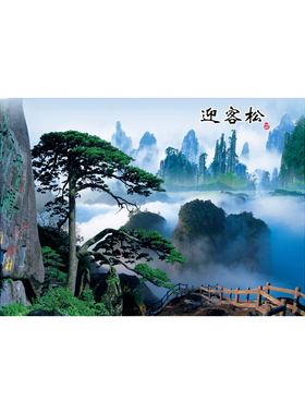 黄山迎客松风景画装饰壁画墙贴客厅沙发电视背景墙自粘贴画墙壁纸
