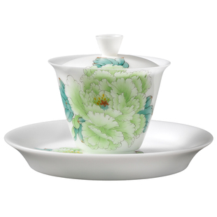 妙莲天香庄晓明老师手绘玉笑珠香三才盖碗茶杯单个高端茶具泡茶碗