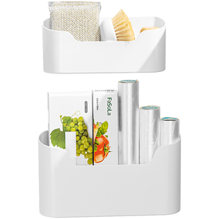 厨房柜门内侧收纳盒壁挂式免打孔收纳神器橱柜门冰箱保鲜膜置物架