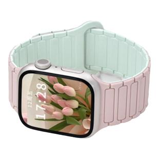 适用applewatchS11三株磁吸液态硅胶表带S10/9苹果手表撞色表带iwatch8/7/6/SE代ultra运动表带41/45mm夏男女