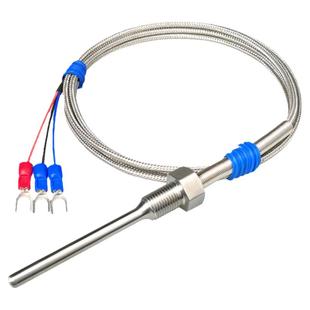 PT100温度传感器不锈钢固定螺纹热电阻偶铂测温探头防水KE2三线制
