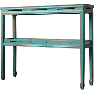 新中式实木玄关桌简约仿古做旧家具柜子长条窄边几小置物架条案台