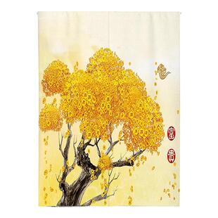 定制中式发财树门帘隔断帘卧室客厅家用入户厨房卫生间遮挡半挂帘