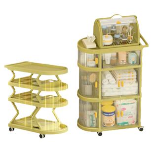 也雅婴儿用品置物架喂养台收纳柜卧室可移动小推车储物奶瓶收纳架