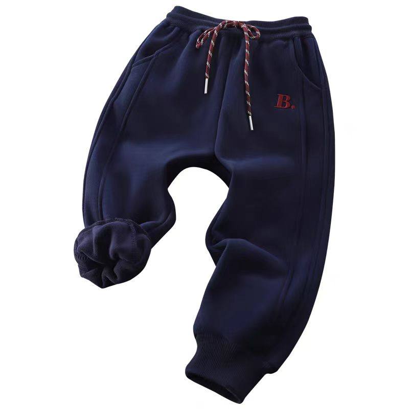 【2件8折】男童加绒卫裤秋冬款2025儿童裤子男孩保暖百搭休闲长裤