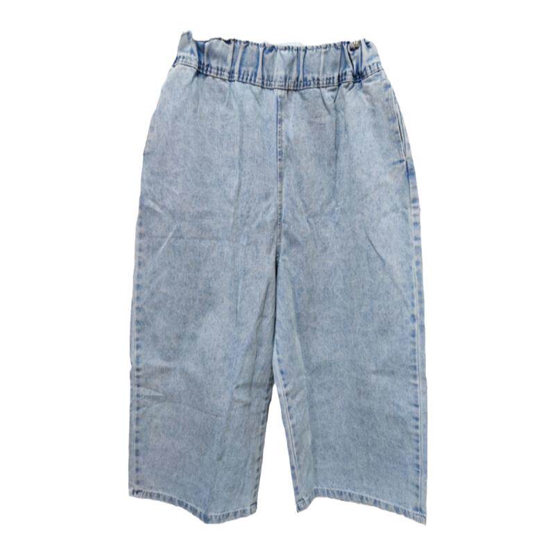 清仓浅白蓝色牛仔阔腿八分春秋夏款男女款长牛仔裤