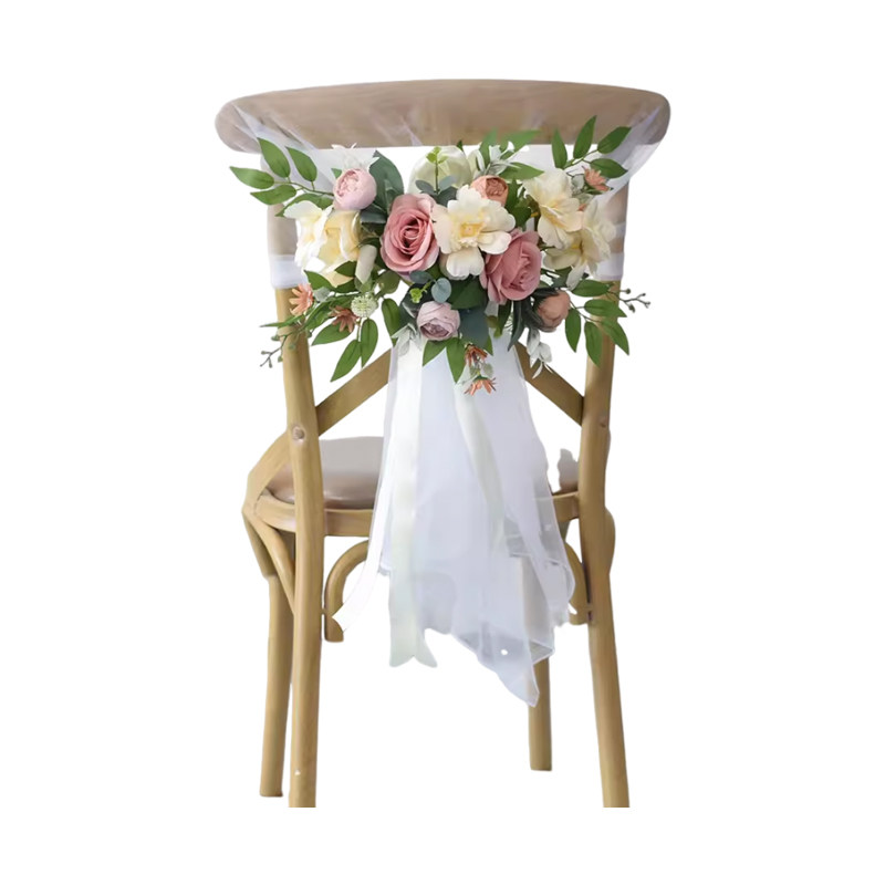 婚庆仿真花椅背花假花束