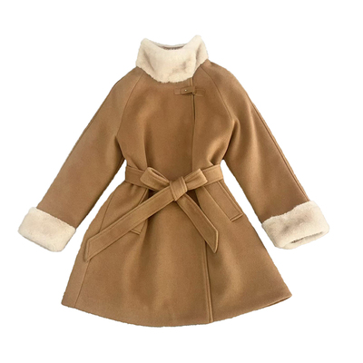 2025新款保暖立领收腰毛呢大衣女
