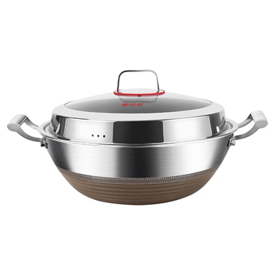 加深炒锅316不锈钢双面蜂窝不粘