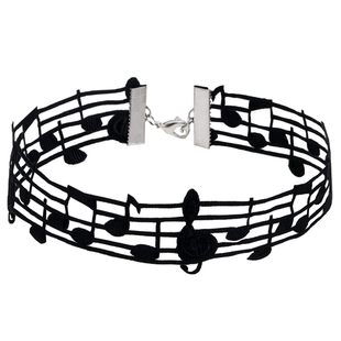 手作音符黑色choker百搭简约锁骨链粗款颈带气质项圈chocker