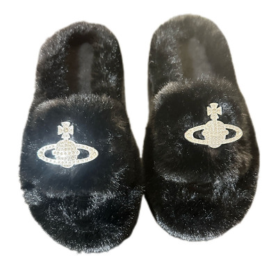 高级感时髦土星厚底毛毛拖鞋外穿