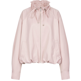衣香丽影粉色立领花苞短外套女2026年春装新款设计感流行夹克上衣