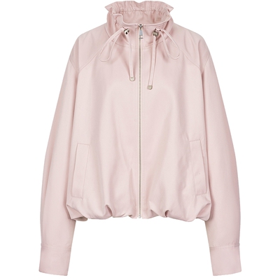 衣香丽影粉色立领花苞短外套女2026年夏装新款设计感流行夹克上衣