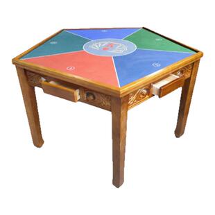 实木五人斗地主桌够级六边桌保皇桌狗腿桌掼蛋桌打扑克棋牌六角桌