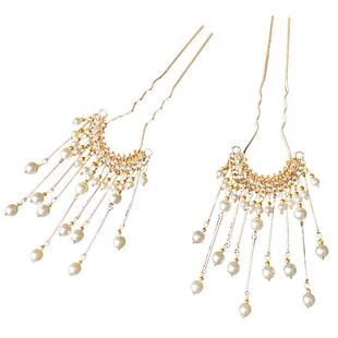 古风珍珠流苏发钗步摇汉服配饰古代发簪古装发饰簪子饰品U型发插