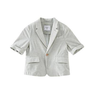 mecity童装夏季男童时尚清凉棉麻薄款中袖西服简约潮流舒适茄克
