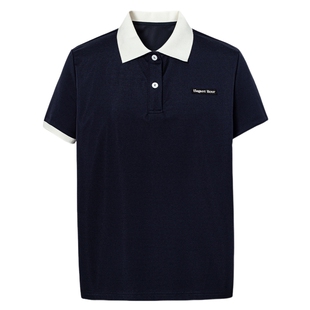 伊芙丽撞色贴标减龄学院风Polo领T恤女2024秋装新款女装上衣