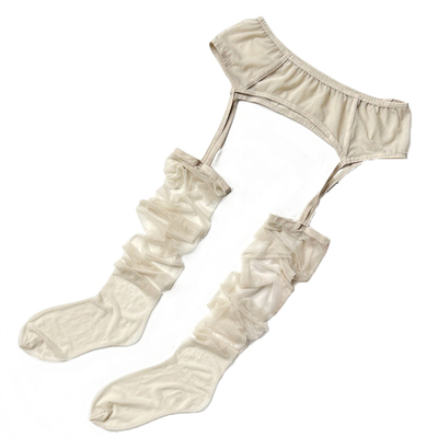 蒋大猫一体吊带袜简约性感黑丝袜