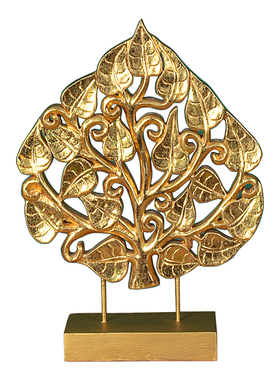 东南亚风格金箔菩提叶桌面摆件