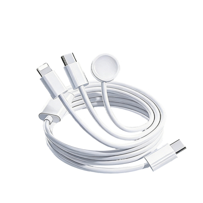 适用苹果手表充电线三合一数据线手机iphone16/15pro充电器一拖三iwatchs10/9/8se/Ultra磁吸30w快充typec