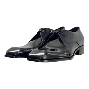 圣家暗黑复古方头休闲皮鞋男立体德比鞋系带乐福鞋英伦风正装单鞋