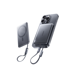 图拉斯2026新款磁吸自带线小冰片充电宝3C认证可上飞机适用苹果17Pro超薄大容量快充移动电源官方magsafe小米