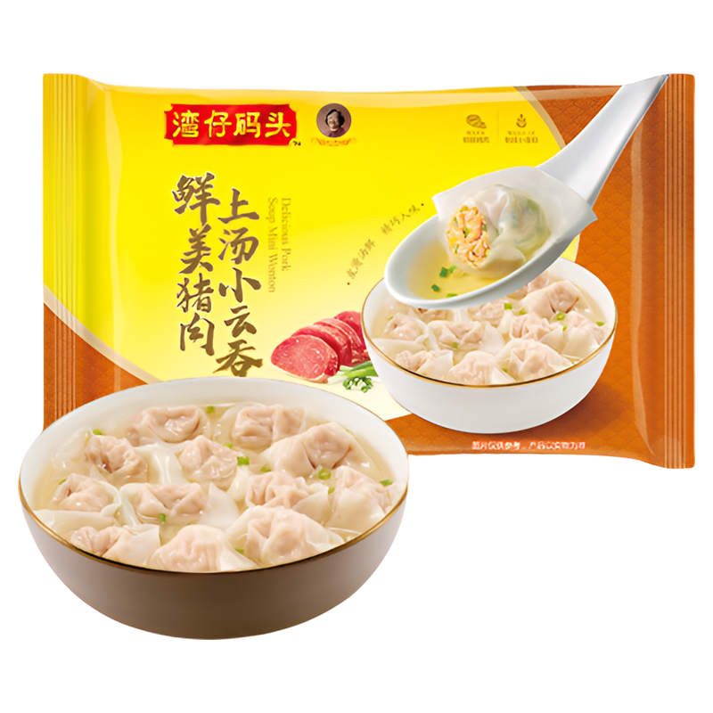 【百补】湾仔码头沪味荠菜猪肉大馄饨600g*3速冻速食馄饨小混沌