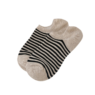 袜子女船袜防滑不掉跟春夏季薄款ins潮韩版百搭黑白条纹短袜夏天