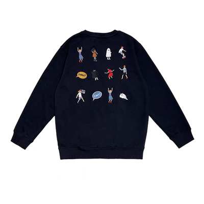 ader刺绣卡通小人宽松卫衣