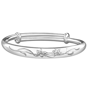 实心银手镯妈妈款9999纯银女国风银镯子送妈妈生日礼物女士年轻款