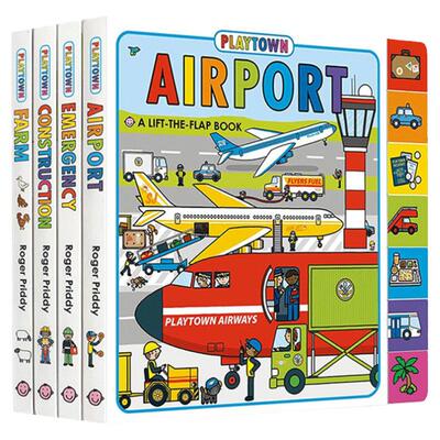 Playtown 玩玩镇系列 建筑 机场 紧急情况 英文原版 儿童纸板翻翻书 幼儿启蒙绘本书籍 Airport/Construction/Emergency