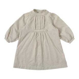 benebene女童秋冬新款连衣裙设计感纯棉舒适公主风纯色及膝裙子