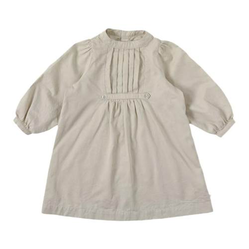 benebene女童秋冬新款连衣裙设计感纯棉舒适公主风纯色及膝裙子