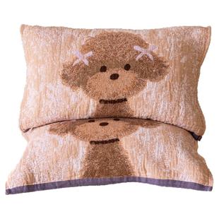 蝴蝶小泰迪纯棉枕巾纱布吸汗防头油全棉防滑一对新款枕头垫巾儿童