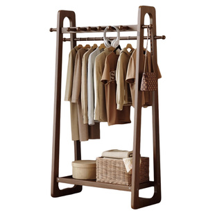 全实木挂衣架落地卧室衣帽架简约晾衣架家用床头木质挂衣服架子