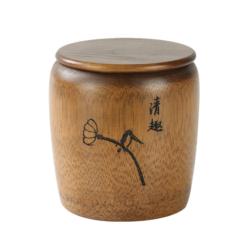茶叶罐竹根竹筒罐大漆茶罐竹子便携茶叶密封罐旅行茶筒竹制罐文玩