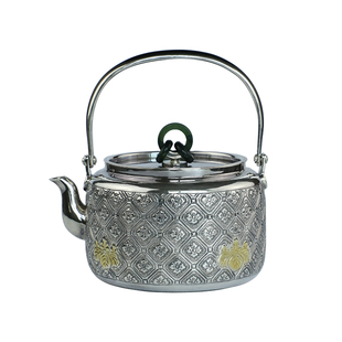 纯银时代金玉满棠泡茶银壶烧水壶食品级足银999家用煮茶壶400ml