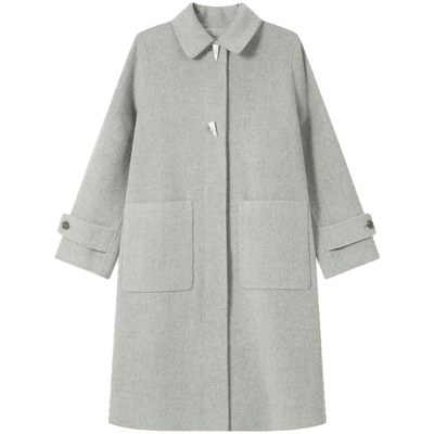 滨波中长款牛角扣羊毛大衣